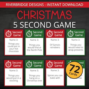 Jeu de Noël en 5 secondes | Jeu de Noël imprimable | Activité de Noël pour enfants et adultes | Fête de Noël et jeu pour la classe