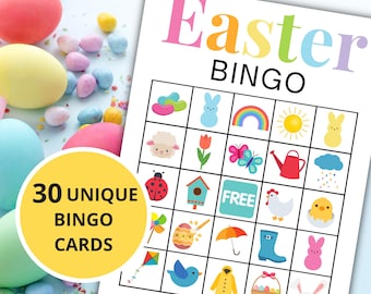 Bingo de Pascua / Actividad de Pascua para niños y adultos / Juegos de Pascua imprimibles / Juego de fiesta de Pascua / Tarjetas de bingo de primavera / Descarga instantánea