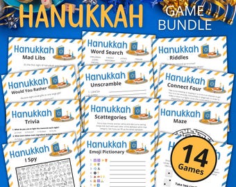 Hanukkah Game Bundle | Printable Hanukkah Games For Kids and Adults | Chanukah Party Games and Activities | Family Games | Classroom Games