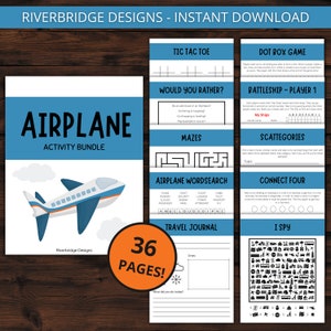 Airplane Activity Bundle | Travel Activities | Printable Activities for Families and Kids | Kids Travel Games | Airplane Busy Book