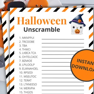 Halloween Unscramble Game | Printable Halloween Game | Halloween Activity For Kids and Adults | Halloween Party Game | Classroom Game