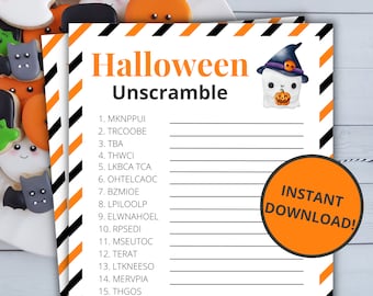Juego de descifrar de Halloween, Juego de Halloween imprimible, Actividad de Halloween para niños y adultos, Juego de fiesta de Halloween, Juego de aula