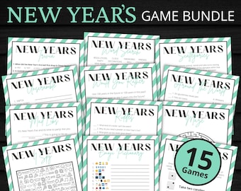 New Year's Eve Game Bundle | Printable New Year's Eve Games For Kids and Adults | Party Games and Activities | Family Games | Mint