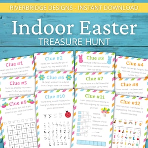 Búsqueda del tesoro de Pascua en interiores para niños mayores / Búsqueda del tesoro de Pascua / Actividad de Pascua para niños y adolescentes / Juegos de Pascua / Rompecabezas de Pascua