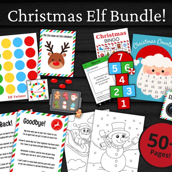 Christmas Elf Bundle | Christmas Elf Activities | Holiday Elf Ideas, Props and Accessories | Elf Kit | Printable Elf Games