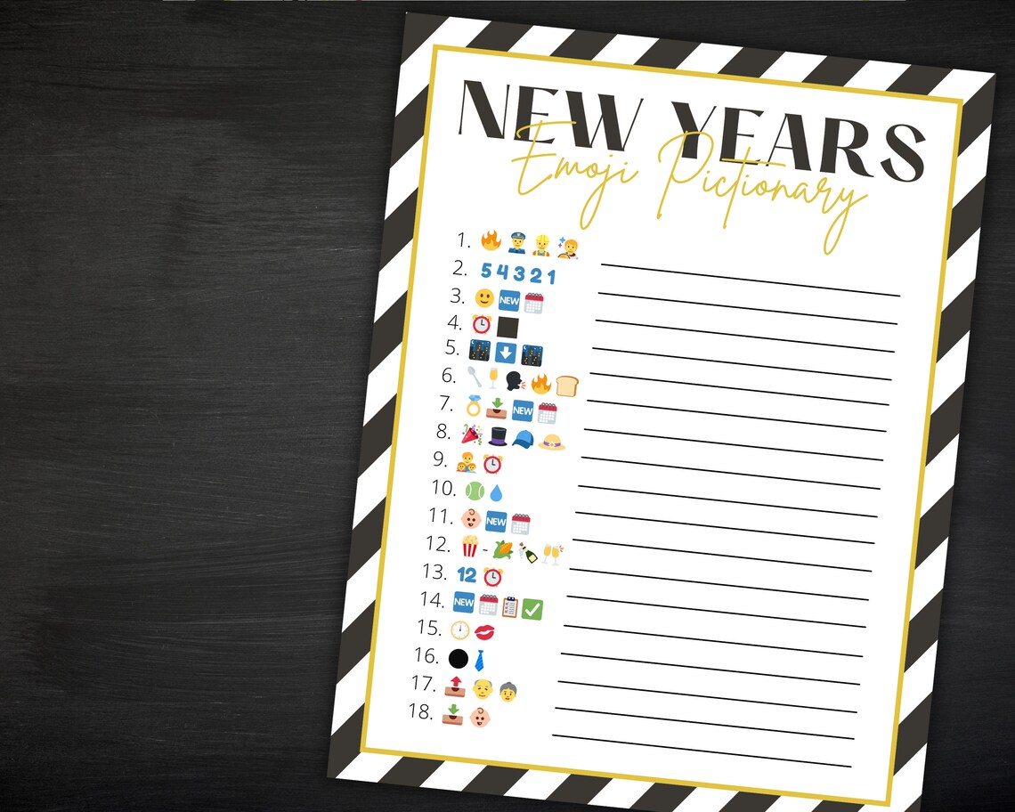 New Year's Eve Emoji Pictionary Printable New Year's - Etsy