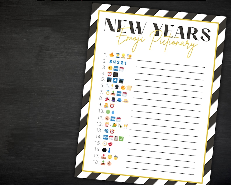 New Year's Eve Emoji Pictionary Printable New Year's - Etsy