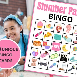 Slumber Party Bingo Printable Sleepover Games for Kids and Teens Pajama ...