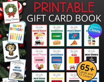Printable Gift Card Book for Christmas, Birthday, Graduation and More | Christmas Card | Editable Gift Card Holder | Teen Gift