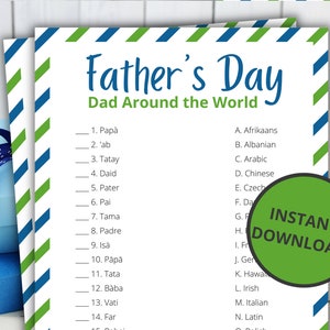 Father&#39;s Day Dad Around The World Game | Printable Games For Kids and Adults | Party Games and Activities | Family Games | Classroom Games