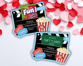 Movie Valentine's Gift Card Holder | Cute Printable Valentine's Day Candy Holder | Valentine Party | Classroom Valentine Card Exchange