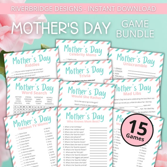 Mother's Day Game Bundle | Printable Mother's Day Games For Kids and Adults | Party Games and Activities | Family Games | Classroom Games