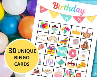 Birthday Bingo | Birthday Party Activities and Games | Printable Activities for Families and Kids | Birthday Games | Birthday Party Bingo