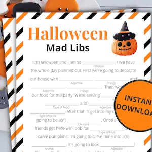 Halloween Mad Libs | Printable Halloween Game | Halloween Activity For Kids and Adults | Halloween Party Game | Classroom Game