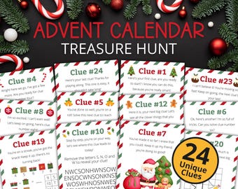 Advent Calendar Treasure Hunt For Older Kids | Christmas Scavenger Hunt | Christmas Activity for Kids and Teens | Games and Puzzles