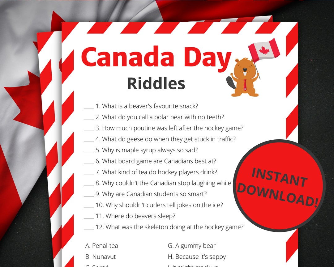 Canada Day Riddles | Printable Canada Day Game | Canada Day Activity ...