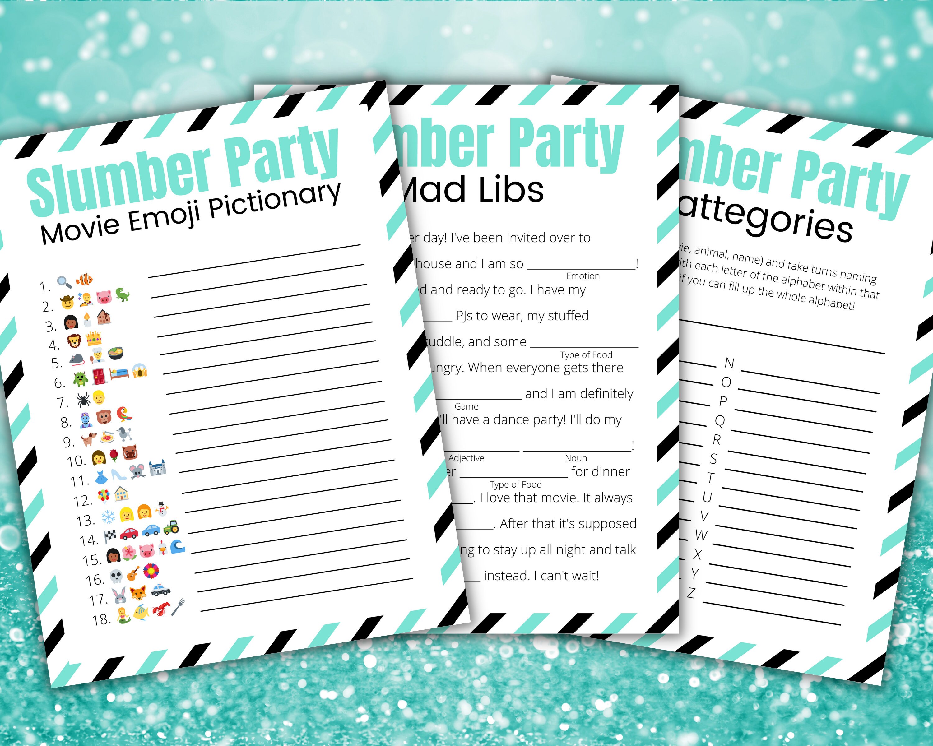 Slumber Party Game Bundle Printable Sleepover Games for Kids | Etsy