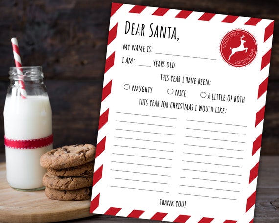 Letter to Santa Claus  Christmas Wish List  Christmas