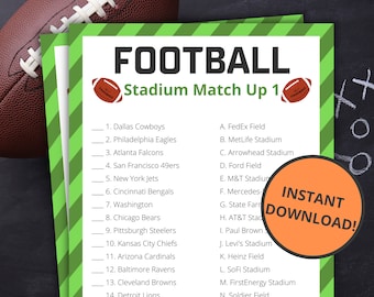 Football Stadium Matchup | Printable Football Game | Football Activity For Kids and Adults | Football Sunday | Championship Playoff Game