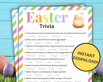 Easter Trivia | Printable Easter Game | Easter Activity For Kids and Adults | Easter Party Game | Family Game | Classroom Game
