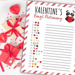 Valentine's Day Emoji Pictionary Valentine's Party Games Valentines Day Activity For Kids and Adults Virtual and Printable Party Games image 2
