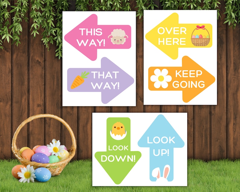Easter Egg Hunt Signs Printable Easter Sign Kit Easter | Etsy