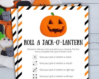 Roll A Jack-o'-lantern Game | Printable Halloween Game | Halloween Activity For Kids and Adults | Party Game | Holiday Classroom Game