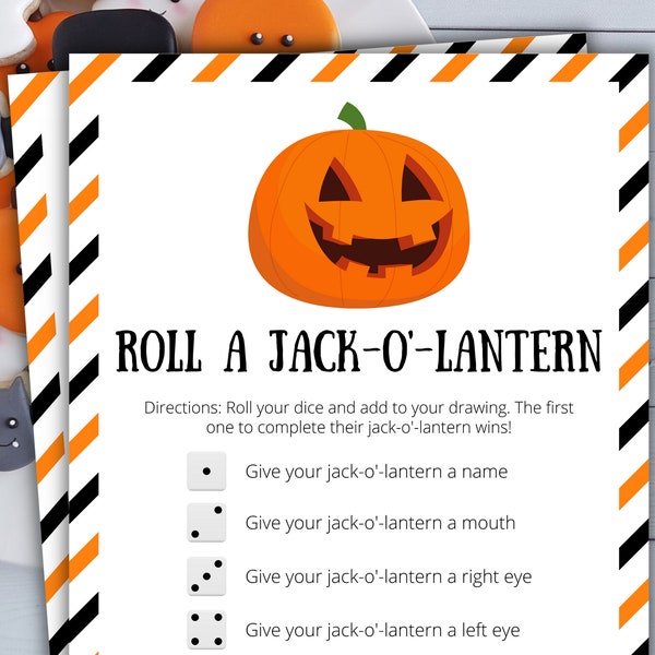 Roll A Jack-o'-lantern Game | Printable Halloween Game | Halloween Activity For Kids and Adults | Party Game | Holiday Classroom Game