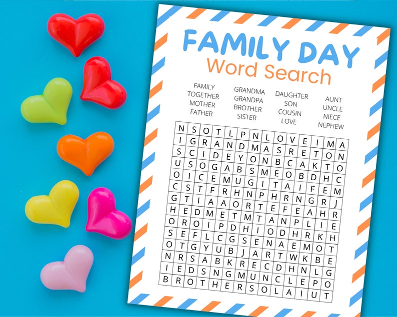 Family Day Word Search | Printable Family Day Game | Family Day ...