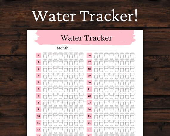 Water Tracker | Monthly Water Intake | Habit Tracker | 8.5x11 - Pink