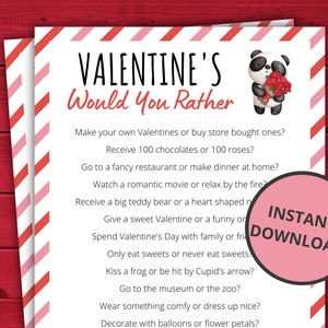Valentine&#39;s Day Would You Rather | Valentine&#39;s Party Games | Valentines Day Activity For Kids and Adults | Virtual and Printable Party Games