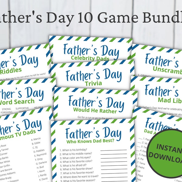 Father's Day Game Bundle | Printable Father's Day Games For Kids and Adults | Party Games and Activities | Family Games | Classroom Games