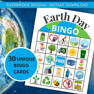 Earth Day Bingo | Earth Day Activity For Kids and Adults | Printable Earth Day Games | Earth Day Party Game | Bingo Cards | Classroom Games