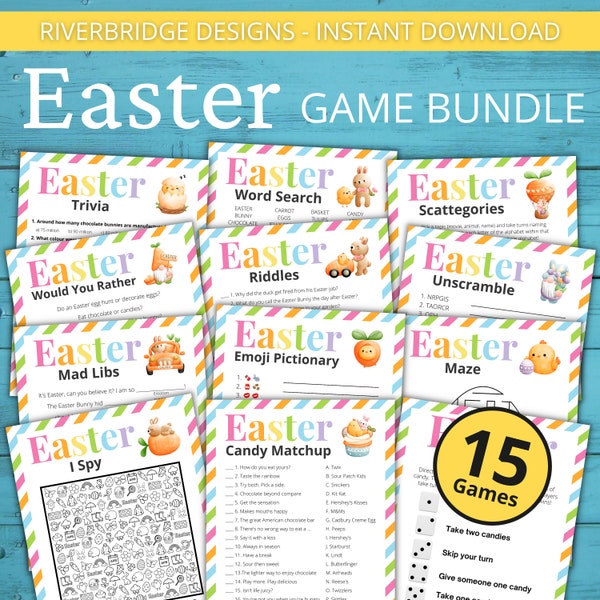 Easter Game Bundle | Printable Easter Games For Kids and Adults | Party Games and Activities | Family Games | Classroom Games