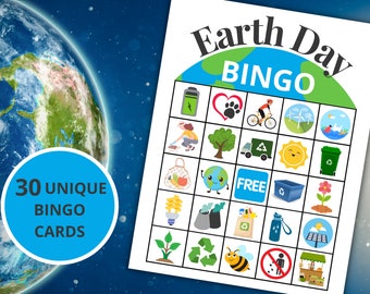 Earth Day Bingo | Earth Day Activity For Kids and Adults | Printable Earth Day Games | Earth Day Party Game | Bingo Cards | Classroom Games