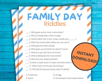 Family Day Riddles | Printable Family Day Game | Family Day Activity For Kids | Family Game Night | Virtual Family Day Games