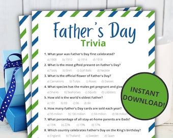 父の日トリビア | 子供と大人向けの印刷可能な父の日ゲーム | パーティーゲームとアクティビティ | 家族向けゲーム | 教室向けゲーム