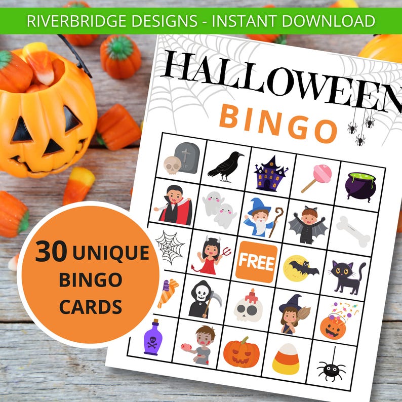 Halloween Bingo | Halloween Activities and Games | Printable Activities for Families and Kids | Halloween Games | Instant Download image 1