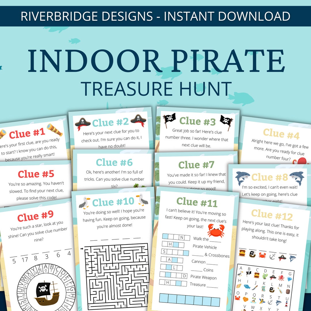 Indoor Pirate Treasure Hunt for Older Kids | Pirate Scavenger Hunt ...