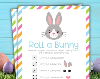 Roll A Bunny Game | Printable Easter Game | Easter Activity For Kids and Adults | Party Game | Holiday Classroom Game