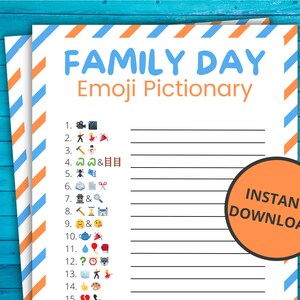 Family Day Emoji Pictionary | Printable Family Day Game | Family Day Activity For Kids | Family Game Night | Virtual Family Day Games