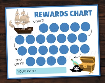Rewards Chart Printable For Children and Toddlers | Potty Chart | Sticker Chart | Chore Chart | 8.5 x 11 | Pirates