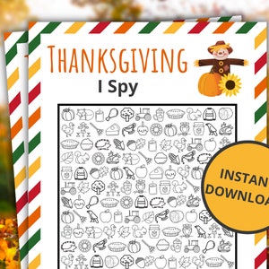 Thanksgiving I Spy Printable Thanksgiving Game Thanksgiving