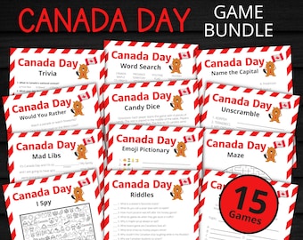 Bundle di giochi per il Canada Day, giochi e attività stampabili per il Canada Day per bambini e adulti, giochi estivi, giochi per famiglie per l’estate
