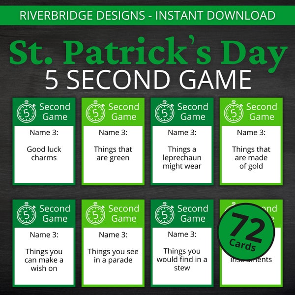 St. Patrick's Day 5 Second Game | Printable St. Patrick's Day Activity For Kids and Adults | St. Patrick's Day Party Game