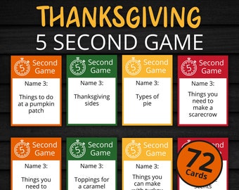 Thanksgiving 5 Second Game | Printable Thanksgiving Game | Thanksgiving Activity For Kids and Adults | Thanksgiving Party and Classroom Game