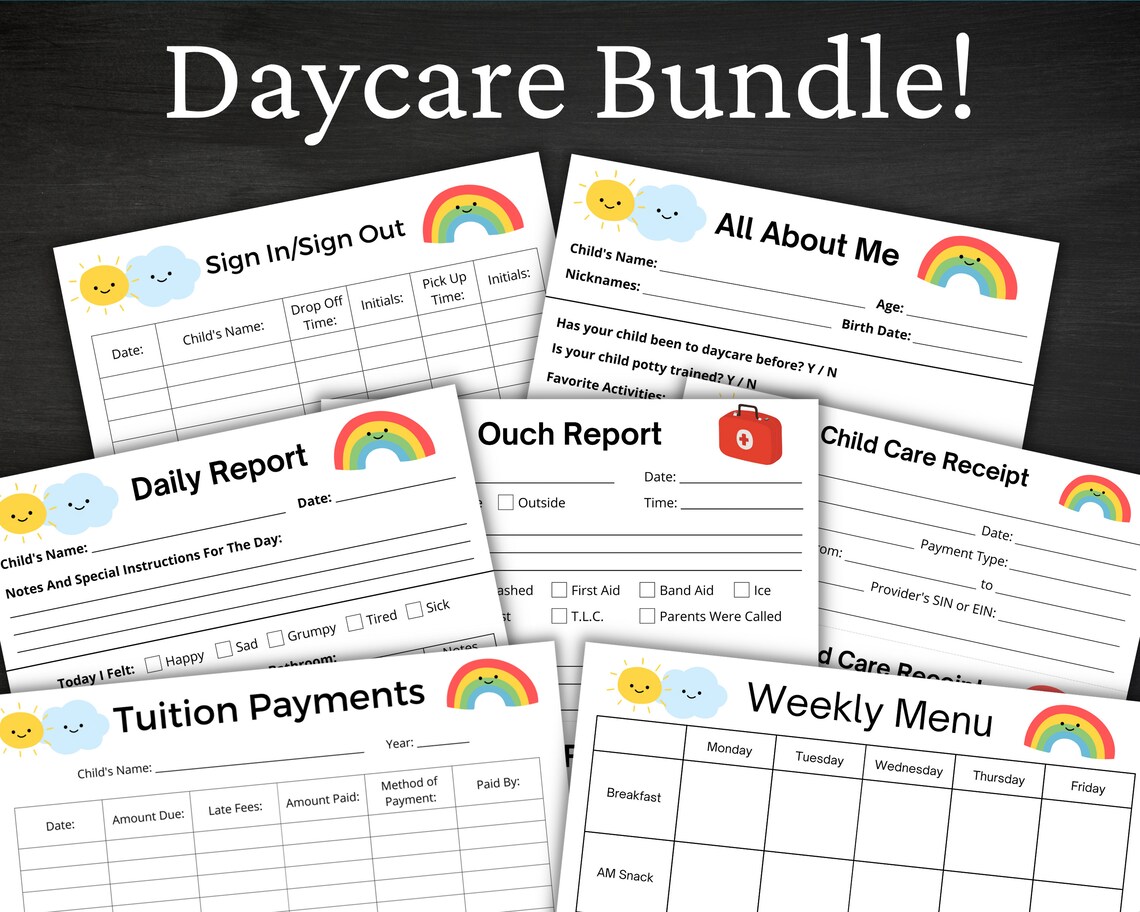 Daycare Form Bundle Printable Forms for Daycare Preschool - Etsy