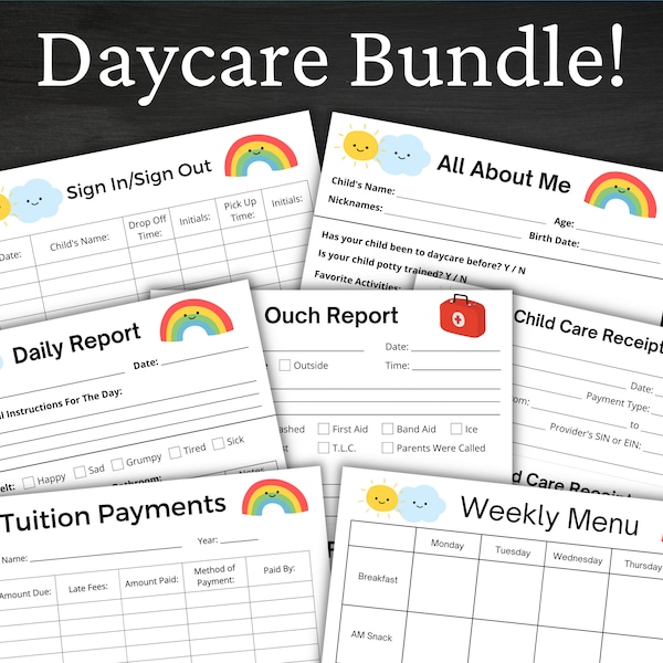 the report of the week merch Daycare Form Bundle | Printable Forms For Daycare, Preschool, Nanny, Babysitter, Childcare Centre, Home Daycare | Instant Download