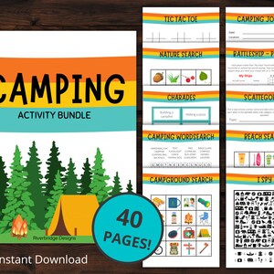 Camping Activity Bundle | Camping Games | Printable Activities for Families and Kids | Camping Activity Pack | Camp Activities | Camp Games