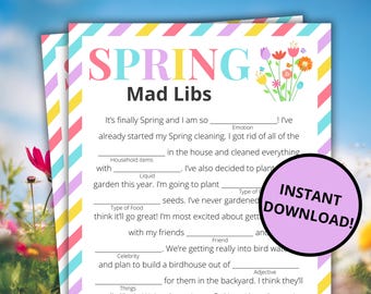 Spring Mad Libs | Printable Spring Game | Spring Activity for Kids and Adults | Family Activities for Spring Break | Classroom Game
